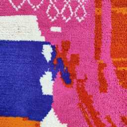 Handmade Beni Ourain Rug Pink Moroccan Wool Rug - thumbnail 4