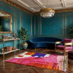 Handmade Beni Ourain Rug Pink Moroccan Wool Rug - thumbnail 3