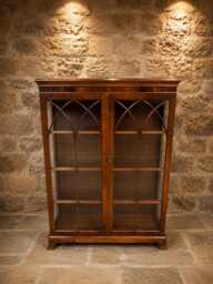 Antique Regency Flame Mahogany Glazed Bookcase Display Cabinet - Gothic Astragal Doors C.1825-1845 - thumbnail 1