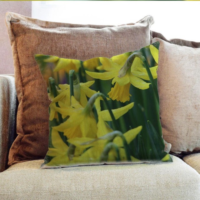 Daffodil Flower Photography - Decorative Pillow Throw Cushion Fabric , Case Cover Or With Filling