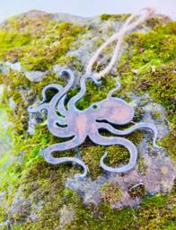 Octopus Steampunk Rustic Wall Hanging Christmas Tree Decoration Rusty Metal Garden Art Small Gift Birthday Present - 10cm