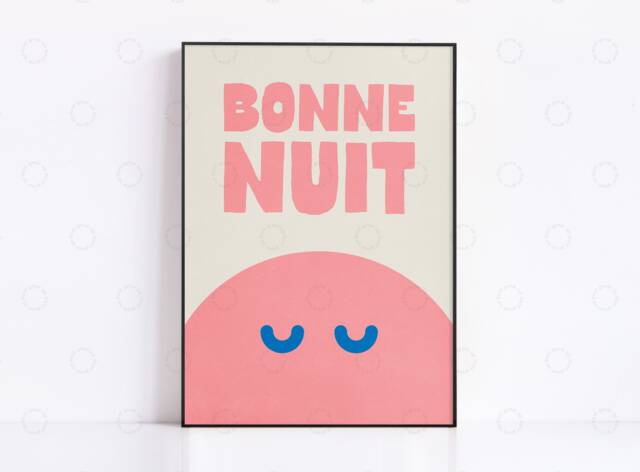 Bonne Nuit Print French Goodnight Poster, Modern Nursery Decor - image 1