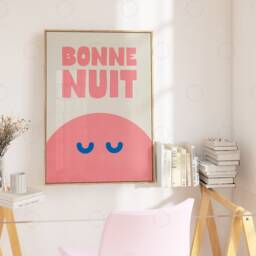 Bonne Nuit Print French Goodnight Poster, Modern Nursery Decor - thumbnail 3