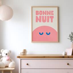 Bonne Nuit Print French Goodnight Poster, Modern Nursery Decor - thumbnail 2