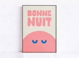 Bonne Nuit Print French Goodnight Poster, Modern Nursery Decor - thumbnail 1