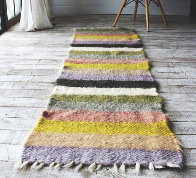 Handmade Wool Runner Rug Striped Hallway Carpet, 120x200cm - image 1