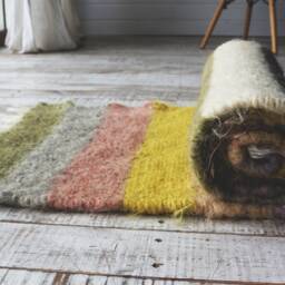 Handmade Wool Runner Rug Striped Hallway Carpet, 120x200cm - thumbnail 4