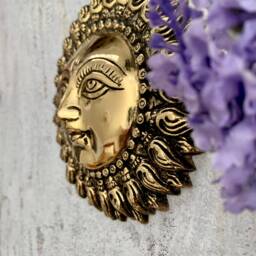 Brass Beautiful Sun Face in Excellent Finish Wall Hanging Decor Vastu Surya/Sun For Good Luck & Prosperity - thumbnail 3
