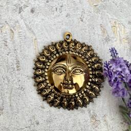 Brass Beautiful Sun Face in Excellent Finish Wall Hanging Decor Vastu Surya/Sun For Good Luck & Prosperity - thumbnail 2
