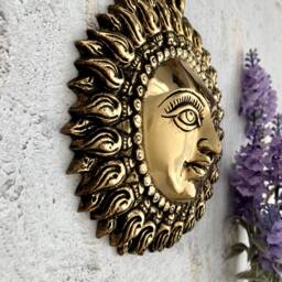 Brass Beautiful Sun Face in Excellent Finish Wall Hanging Decor Vastu Surya/Sun For Good Luck & Prosperity - thumbnail 4