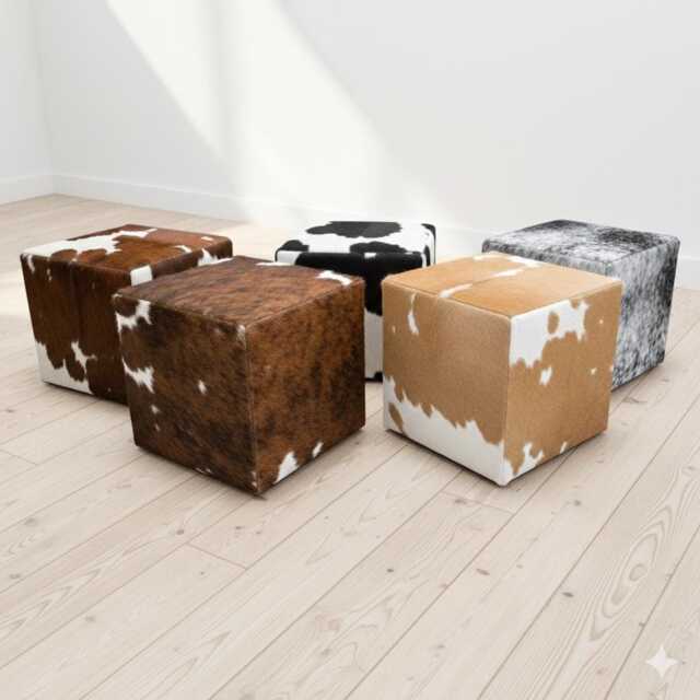 Genuine Cowhide Footstool Cube - Handmade in A Hide Colour Of Your Choice - image 1