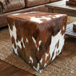 Genuine Cowhide Footstool Cube - Handmade in A Hide Colour Of Your Choice - thumbnail 4