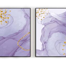 Purple & Gold Marble Art Print Modern Abstract Wall Decor - thumbnail 2