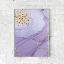 Purple & Gold Marble Art Print Modern Abstract Wall Decor - thumbnail 3