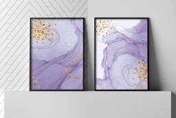 Purple & Gold Marble Art Print Modern Abstract Wall Decor - thumbnail 1