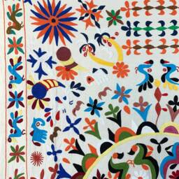 Hand Embroidered Suzani Tapestry Uzbek Floral Boho Wall Decor - thumbnail 3