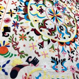Hand Embroidered Suzani Tapestry Uzbek Floral Boho Wall Decor - thumbnail 4