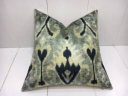 Handwoven Silk Ikat Pillow Cover, 16x16 Accent Cushion - thumbnail 1