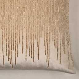 Ecru Velvet Pillow Cover Rose Gold Beaded, Hand Embroidered - Bmcc092 - thumbnail 4