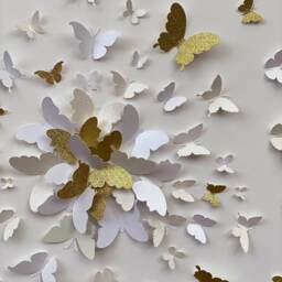 White On Butterflies With Splash Of Gold Butterfly Wall Art - thumbnail 4