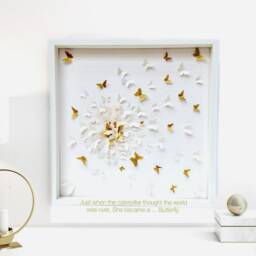 White On Butterflies With Splash Of Gold Butterfly Wall Art - thumbnail 3