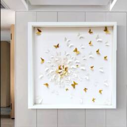 White On Butterflies With Splash Of Gold Butterfly Wall Art - thumbnail 1