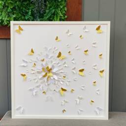 White On Butterflies With Splash Of Gold Butterfly Wall Art - thumbnail 2