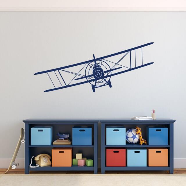 Biplane Wall Decal Boys Nursery Airplane Decor P40 - image 1