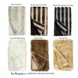 Chinchilla Stripe Faux Fur Bedspread - Black, Gray, & Brown - thumbnail 3