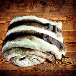 Chinchilla Stripe Faux Fur Bedspread - Black, Gray, & Brown - thumbnail 2