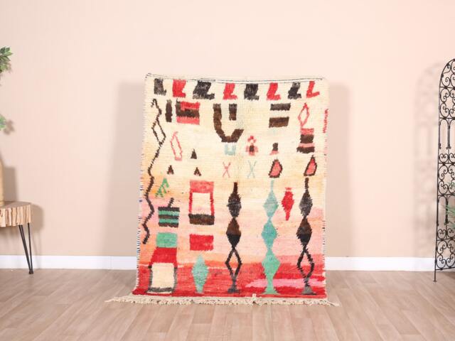 Vintage Boujaad Rug, Authentic Moroccan Rug 4x5 Ft - image 1