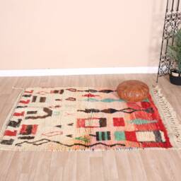 Vintage Boujaad Rug, Authentic Moroccan Rug 4x5 Ft - thumbnail 2