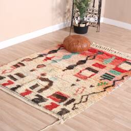 Vintage Boujaad Rug, Authentic Moroccan Rug 4x5 Ft - thumbnail 3