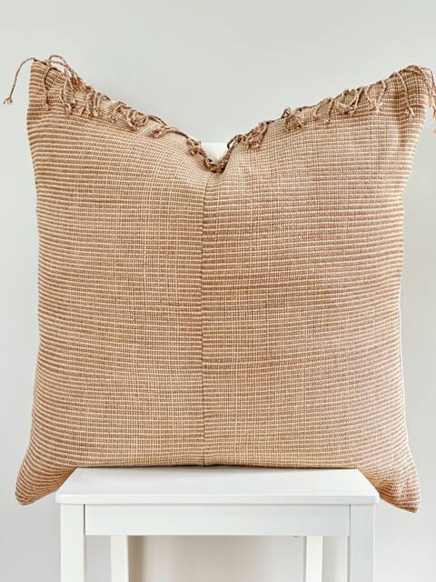 Brown Tribal Hemp Hand Woven Natural Dye Color Hmong Lumbar Pillow Cover - image 1