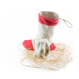 Handmade Christmas Stocking - By Times Hemp Company. 100% Organic Hemp. Reindeer & Bell. Unique Design - thumbnail 3