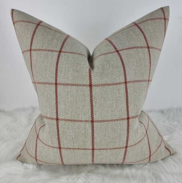 Classic Check Auburn Beige Red Cushion Cover John Lewis Fabric Contemporary Traditional Timeless Modern Cosy Sofa Bed Pillow Cover - image 1