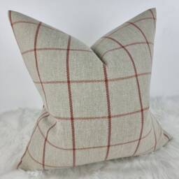 Classic Check Auburn Beige Red Cushion Cover John Lewis Fabric Contemporary Traditional Timeless Modern Cosy Sofa Bed Pillow Cover - thumbnail 2