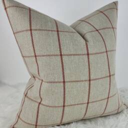 Classic Check Auburn Beige Red Cushion Cover John Lewis Fabric Contemporary Traditional Timeless Modern Cosy Sofa Bed Pillow Cover - thumbnail 4