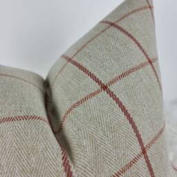 Classic Check Auburn Beige Red Cushion Cover John Lewis Fabric Contemporary Traditional Timeless Modern Cosy Sofa Bed Pillow Cover - thumbnail 3