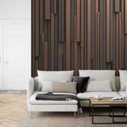 Wallpaper, Brown & Black Striped Wooden Wall Mural, Peel Stick Decal - thumbnail 2
