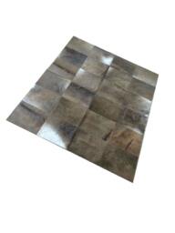 Cowhide Patchwork Rug. Dark Gray Ready To Ship 4' X 6' Ft 1Ft Squares A233