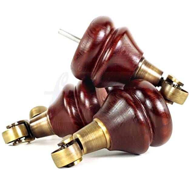 Solid Wood Furniture Feet With Antique Brass Castors Set Of 4 Legs 140mm High For Sofas Chairs Stools Cabinets & Beds M10 - image 1