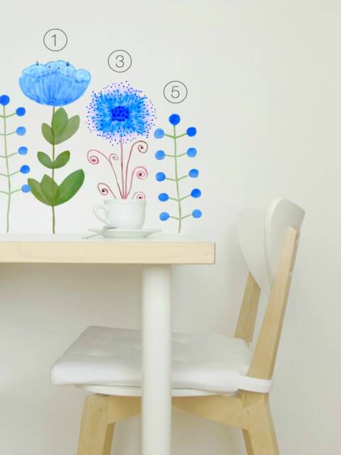 Herb Wall Decal 2-Pack No.5 Blue, Giant Decal, Floral Decals, Furniture Flower Stickers, Dream Meadow - image 1