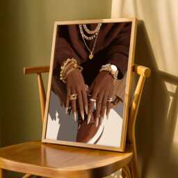 Black Woman Art Print, Gold Jewelry Hands Illustration, Afrocentric Decor - Poster Only - thumbnail 3