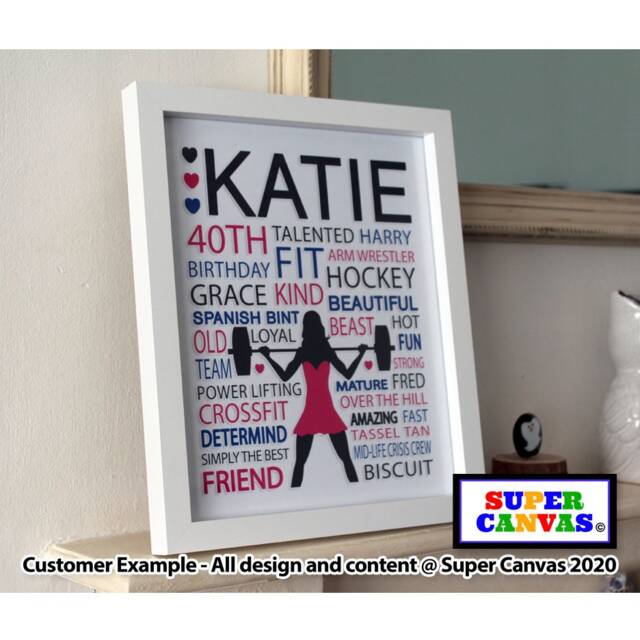 Handmade Fitness Personal Trainer Gym Best Friend Sister Wife Girlfriend Personalised Word Art Framed A4 A3 Print Birthday Leaving Gift - image 1