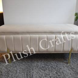 Cream Ottoman Footstool Storage Bench- Handmade Plush/Soft Velvet Chesterfield Upholstered Quality Coffee Table Footrest, Kids Toys - thumbnail 2