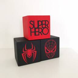 Wooden Superhero Set Of 3 Decor Blocks Boys/Girls Super Hero Bedroom Ornament - thumbnail 3