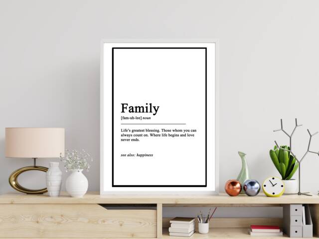 Family Definition Print - Custom Love Decor Gift Bespoke A5 A4 A3 Framed - image 1