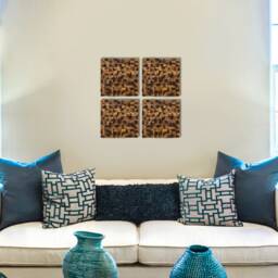 Mosaic Wood Wall Art Reclaimed Pine, Set Of 3, Square Decor - thumbnail 3
