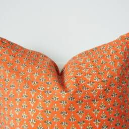 Block Print Pillow Cover Floral Batik, Ethnic Farmhouse Decor - 20x20 - thumbnail 2